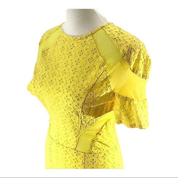 KATRINA GRIMALDI Lila Eyelet Mini Dress in Yellow Short Sleeve NEW WITH TAG XS - Picture 8 of 16